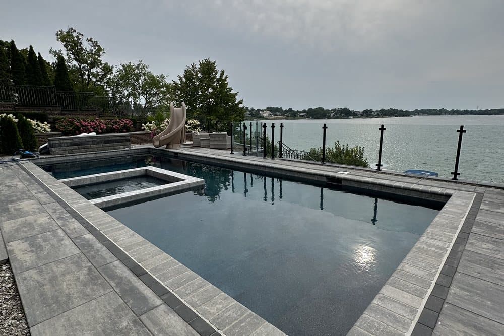 Modern home and pool area